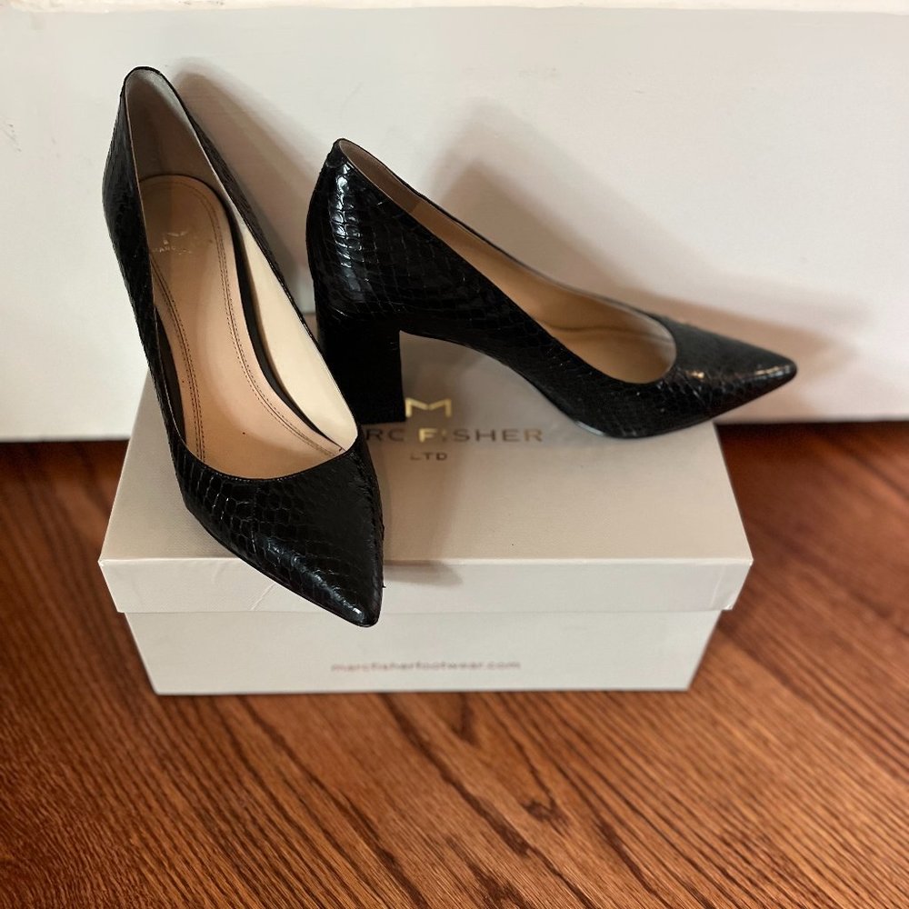 Marc Fisher Block Heel Pointy Toe Pump - image 1